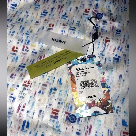 Robert Graham short sleeve shirt Carlyle Size Small stretch NWT $198